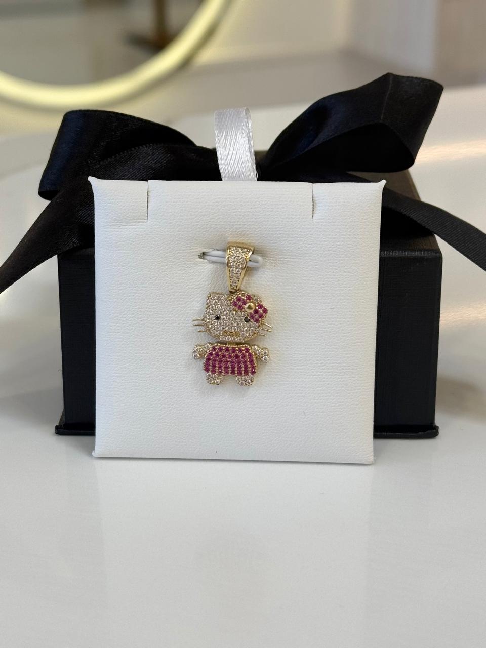 DIJE HELLO KITTY COMPLETO PIEDRAS 3.6G 14K